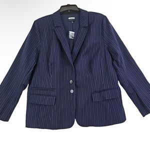 Lane Bryant Navy Pinstripe Blazer Jacket